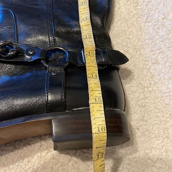 Coach Black Mabel Leather Chain Buckle Knee High Riding Boots - Picture 9 of 10